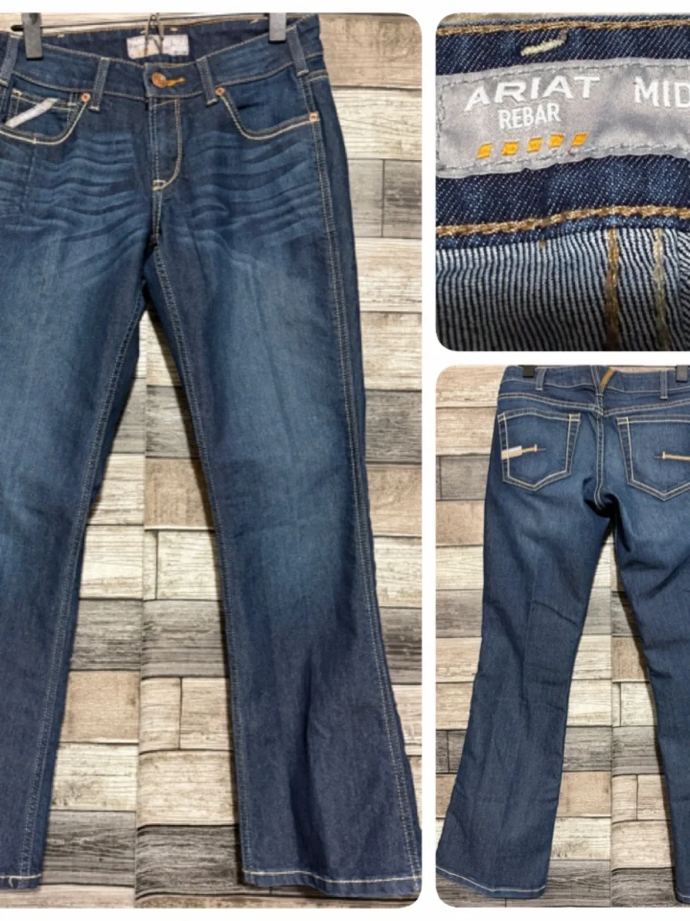 Ariat Rebar Mid Rise Boot Jeans Women’s 28S Blue Denim Stretch (Inseam 29)